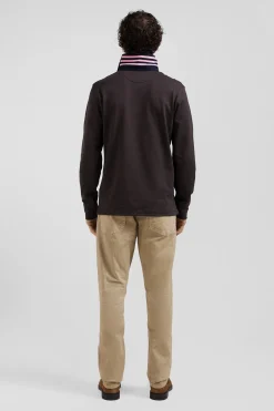 Maillot manches longues en coton Pima marron coupe Regular
