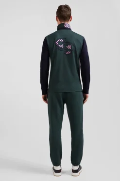 Maillot manches longues en coton vert applications de tissu cravate cerclé coupe Regular