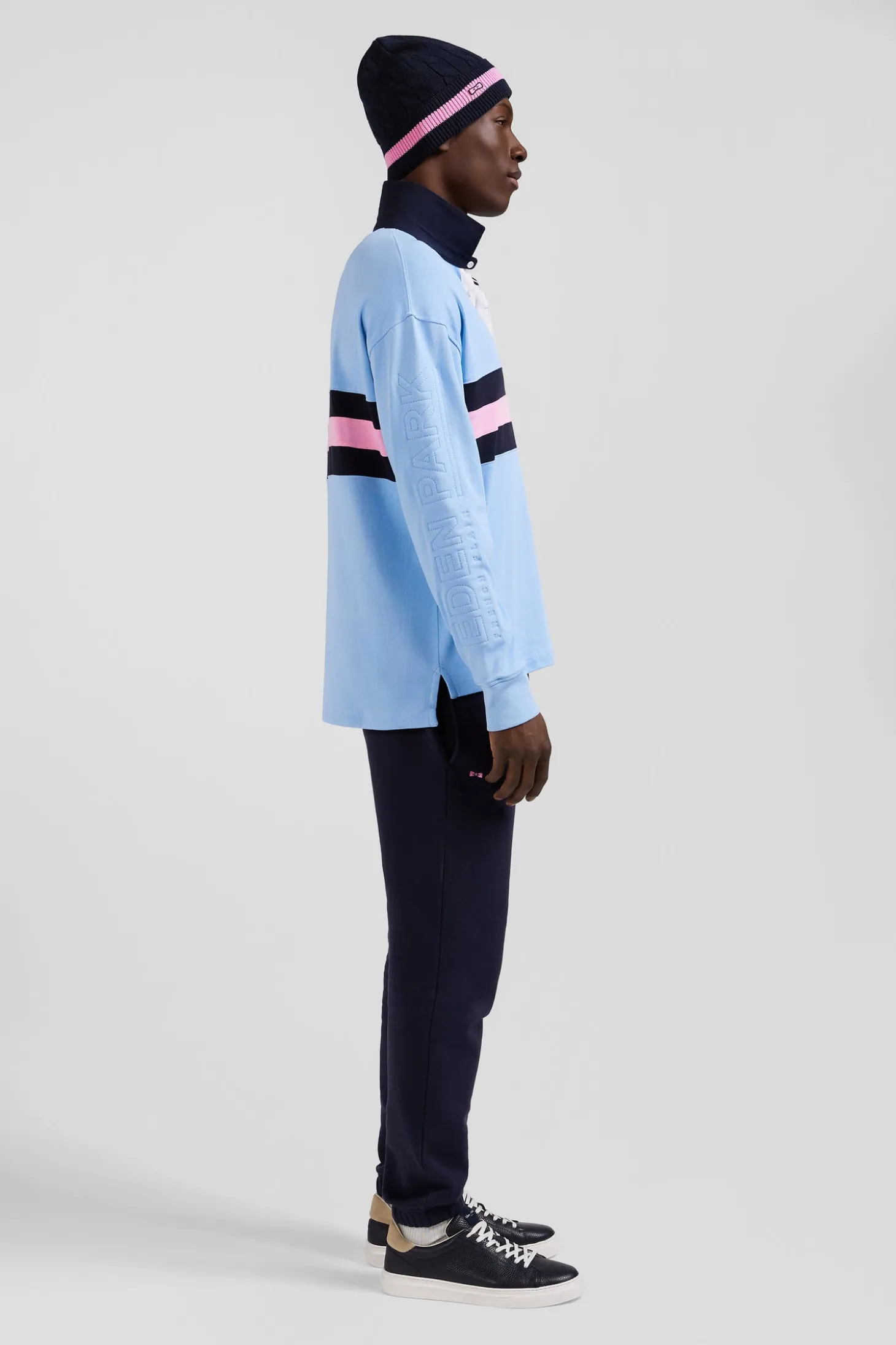 Maillot manches longues en coton ciel brodé coupe Relaxed