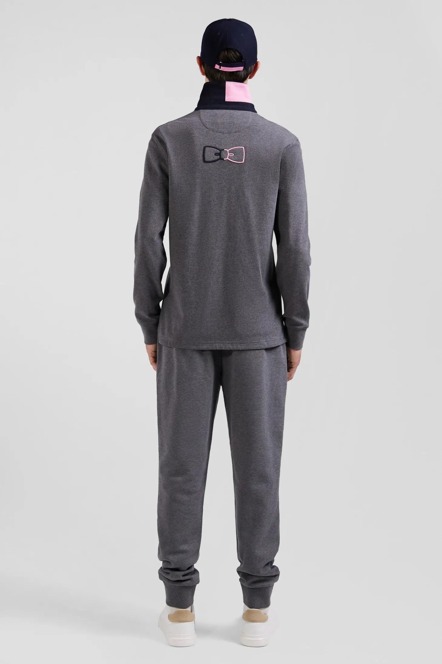Maillot manches longues en coton gris détails nœud papillon coupe Regular