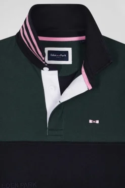 Maillot manches longues en coton vert broderie manche 10 coupe Regular