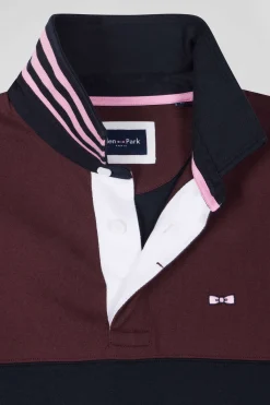 Maillot manches longues en coton bordeaux broderie manche 10 coupe Regular