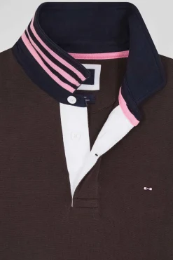 Maillot manches longues en coton Pima marron coupe Regular