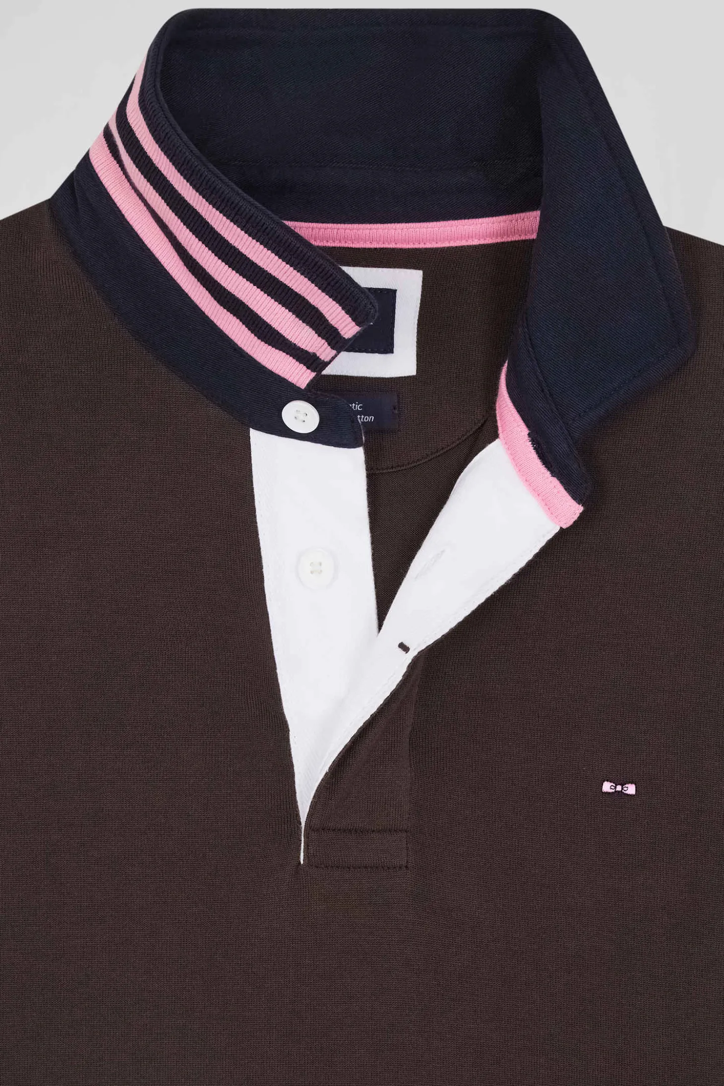 Maillot manches longues en coton Pima marron coupe Regular