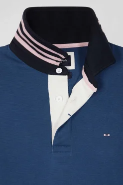Maillot manches longues en coton Pima bleu foncé coupe Regular