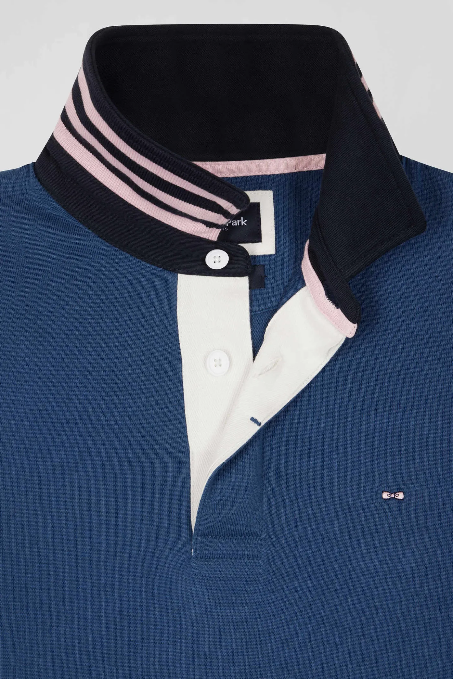 Maillot manches longues en coton Pima bleu foncé coupe Regular