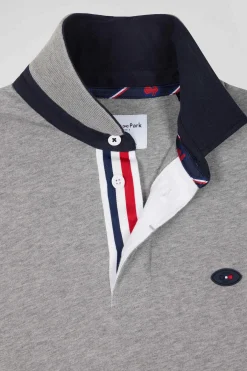 Maillot manches longues en coton gris coupe Regular