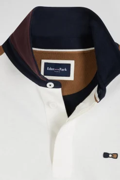 Maillot manches longues en coton bordeaux broderie dos et passepoil coupe Regular