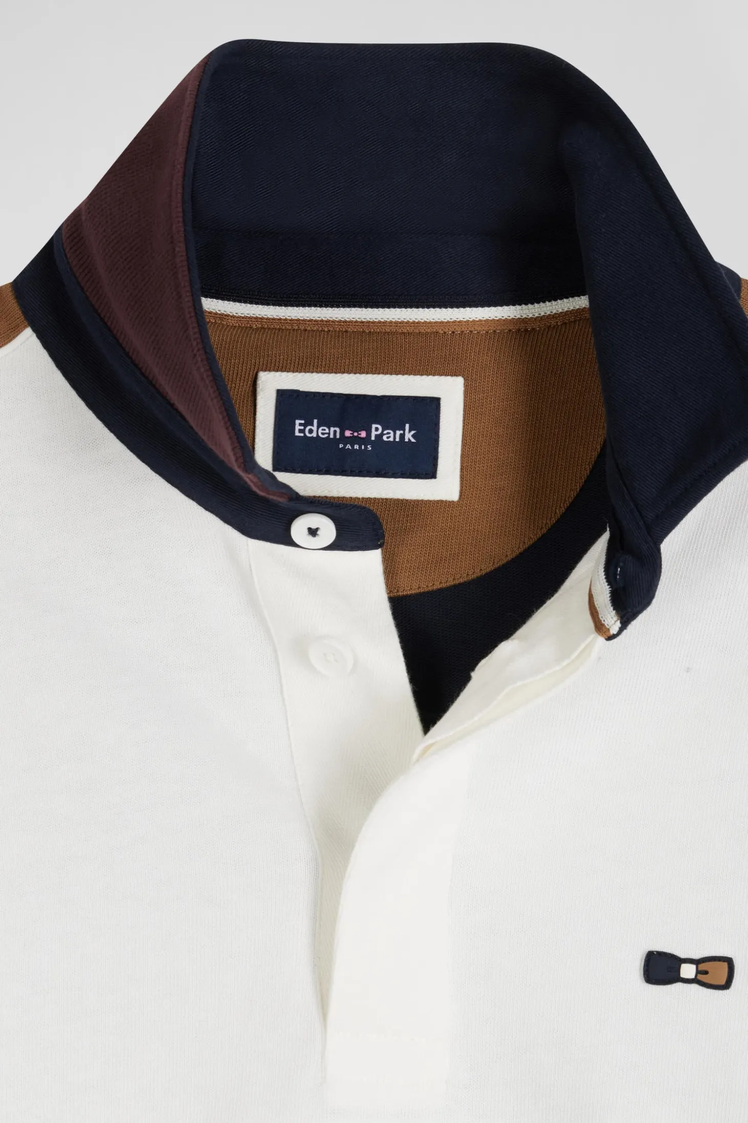 Maillot manches longues en coton bordeaux broderie dos et passepoil coupe Regular