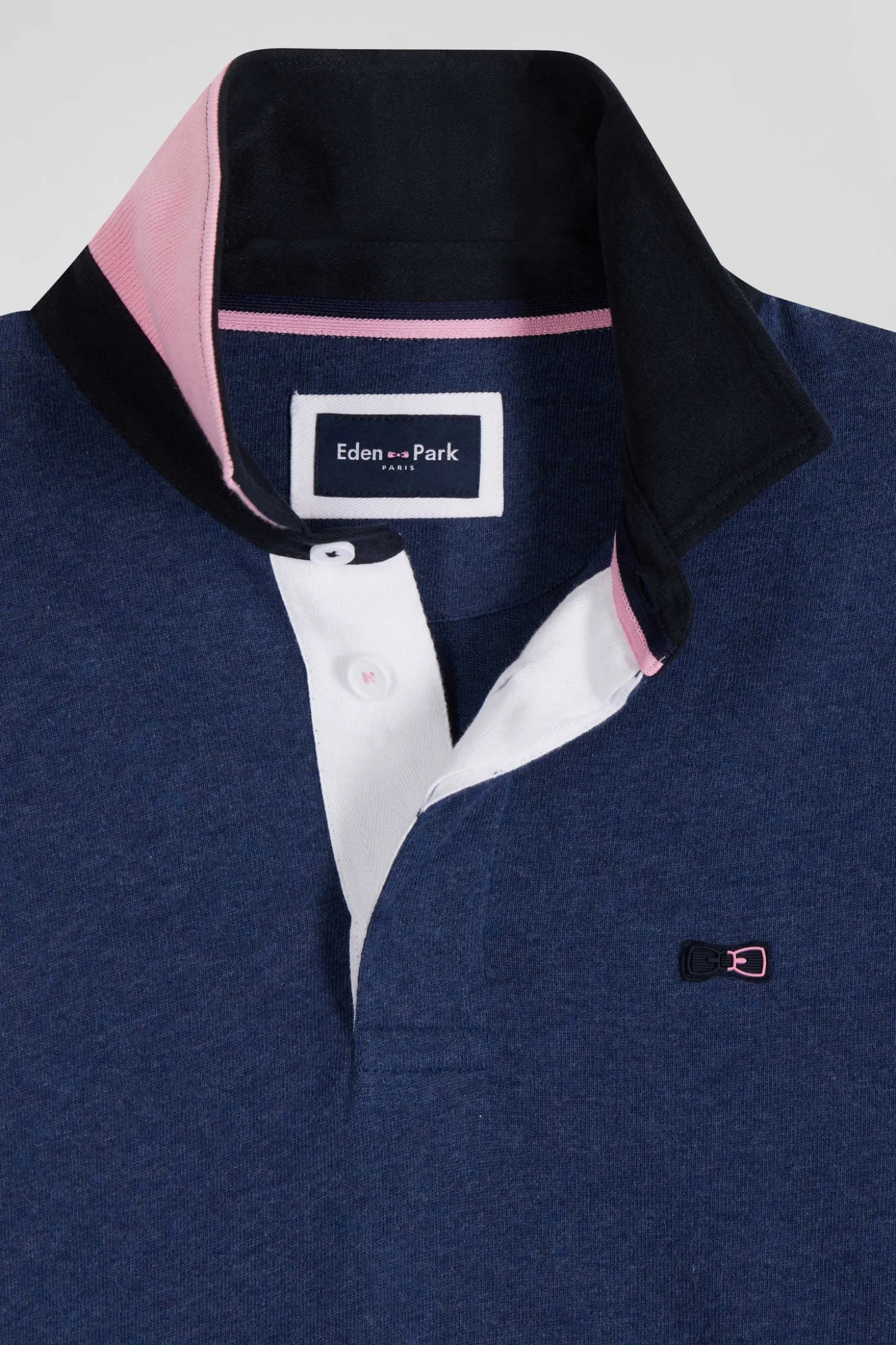 Maillot manches longues en coton bleu marine détails nœud papillon coupe Regular