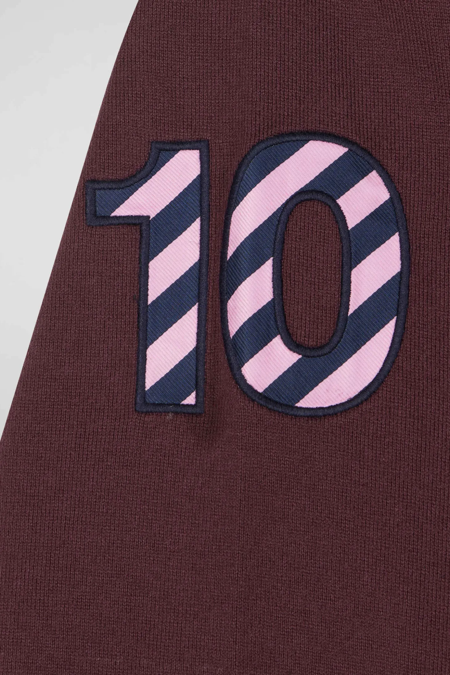 Maillot manches longues en coton bordeaux broderie manche 10 coupe Regular