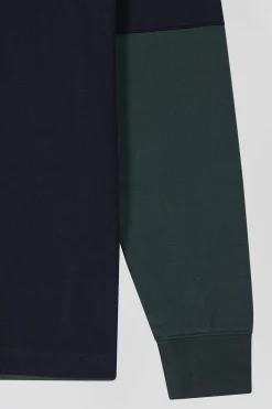 Maillot manches longues en coton vert broderie et applications de tissus cravate coupe Regular