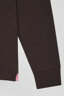 Maillot manches longues en coton Pima marron coupe Regular