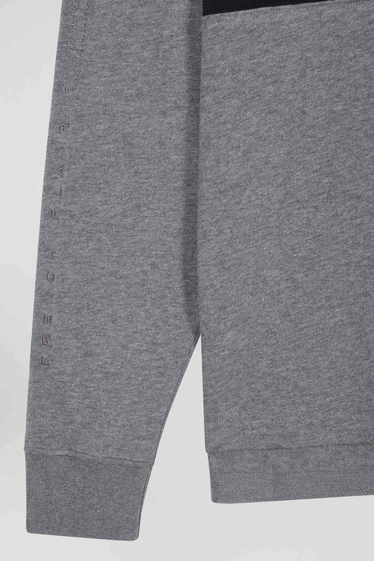 Maillot manches longues en coton gris brodé coupe Relaxed