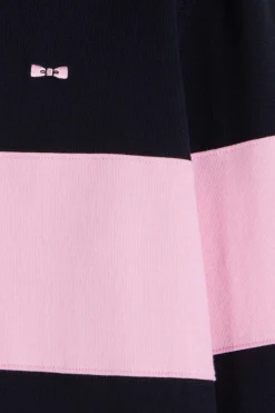 Maillot manches longues en coton bleu marine broderie 10 coupe Regular