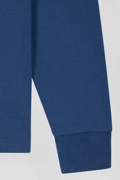 Maillot manches longues en coton Pima bleu foncé coupe Regular