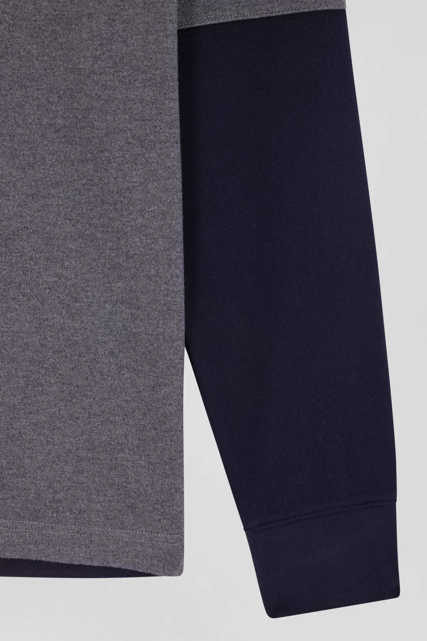 Maillot manches longues en coton gris broderie et applications de tissus cravate coupe Regular