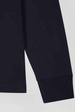 Maillot manches longues en coton Pima bleu marine coupe Regular