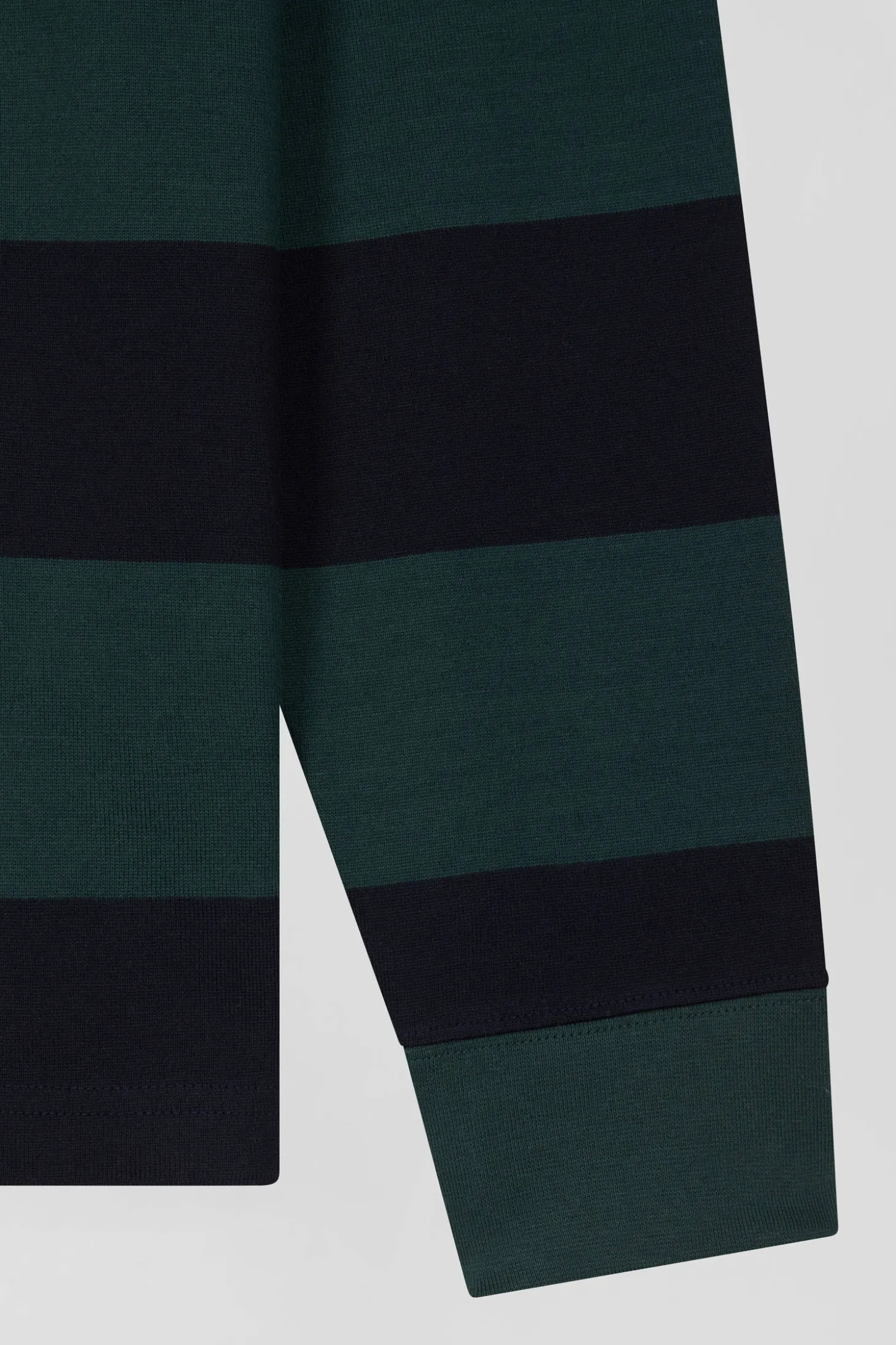 Maillot manches longues en coton vert cerclé coupe Regular