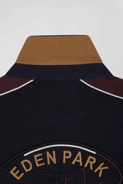 Maillot manches longues en coton camel broderie dos et passepoil coupe Regular