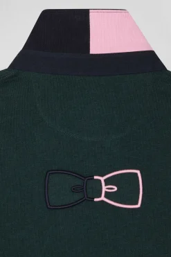 Maillot manches longues en coton vert détails nœud papillon coupe Regular