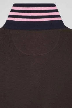 Maillot manches longues en coton Pima marron coupe Regular