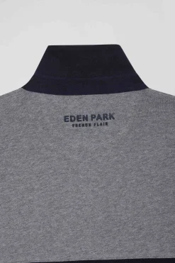 Maillot manches longues en coton gris brodé coupe Relaxed
