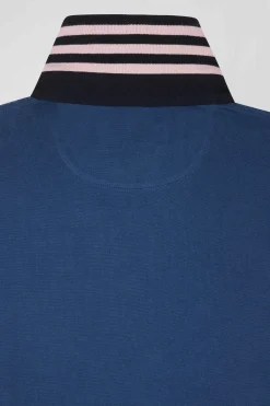 Maillot manches longues en coton Pima bleu foncé coupe Regular
