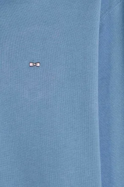 Maillot manches longues en coton Pima bleu coupe Regular