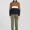 Maillot manches longues tricolore en coton camel coupe Regular