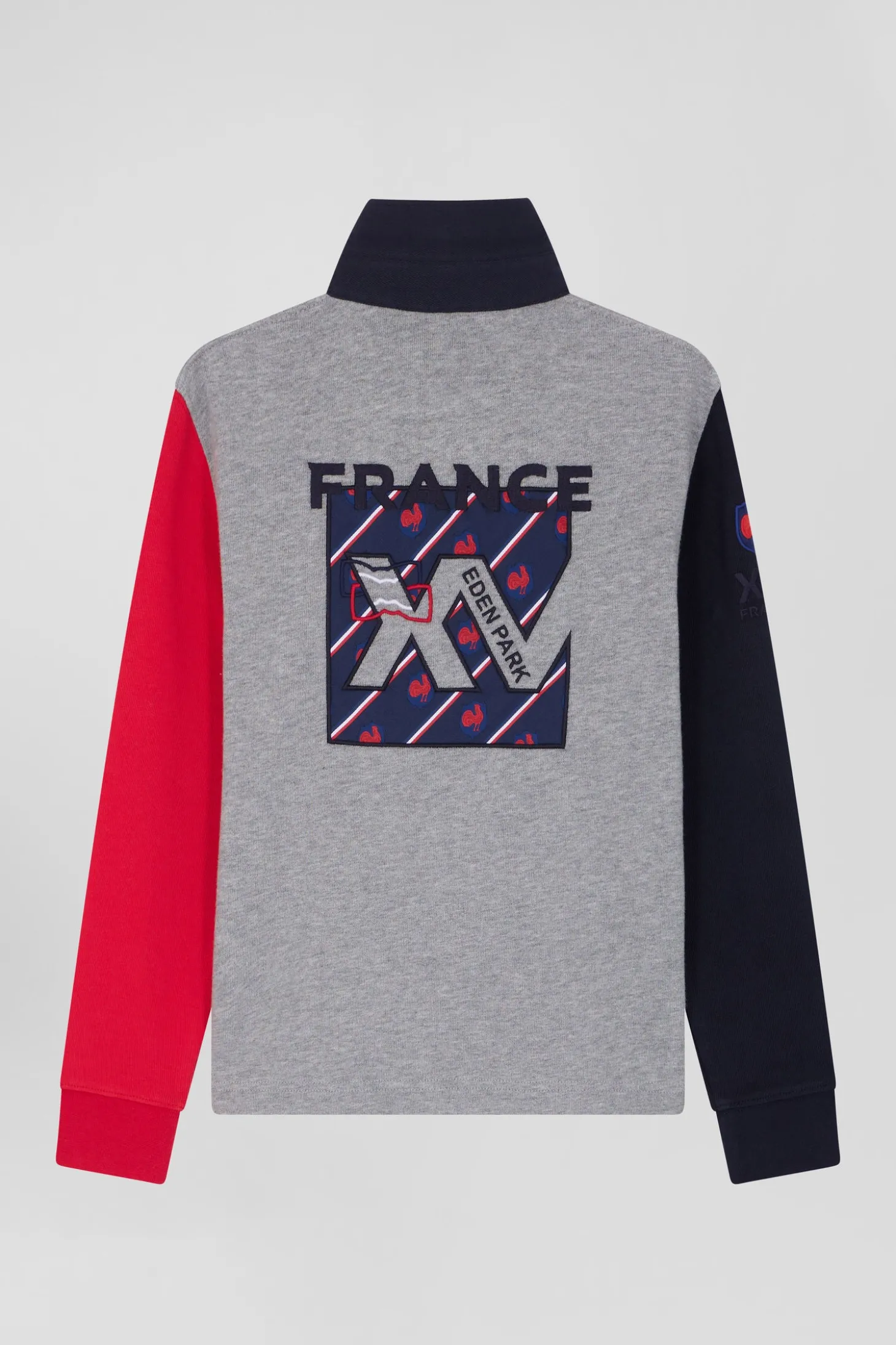 Maillot manches longues tricolore gris XV de France coupe Regular