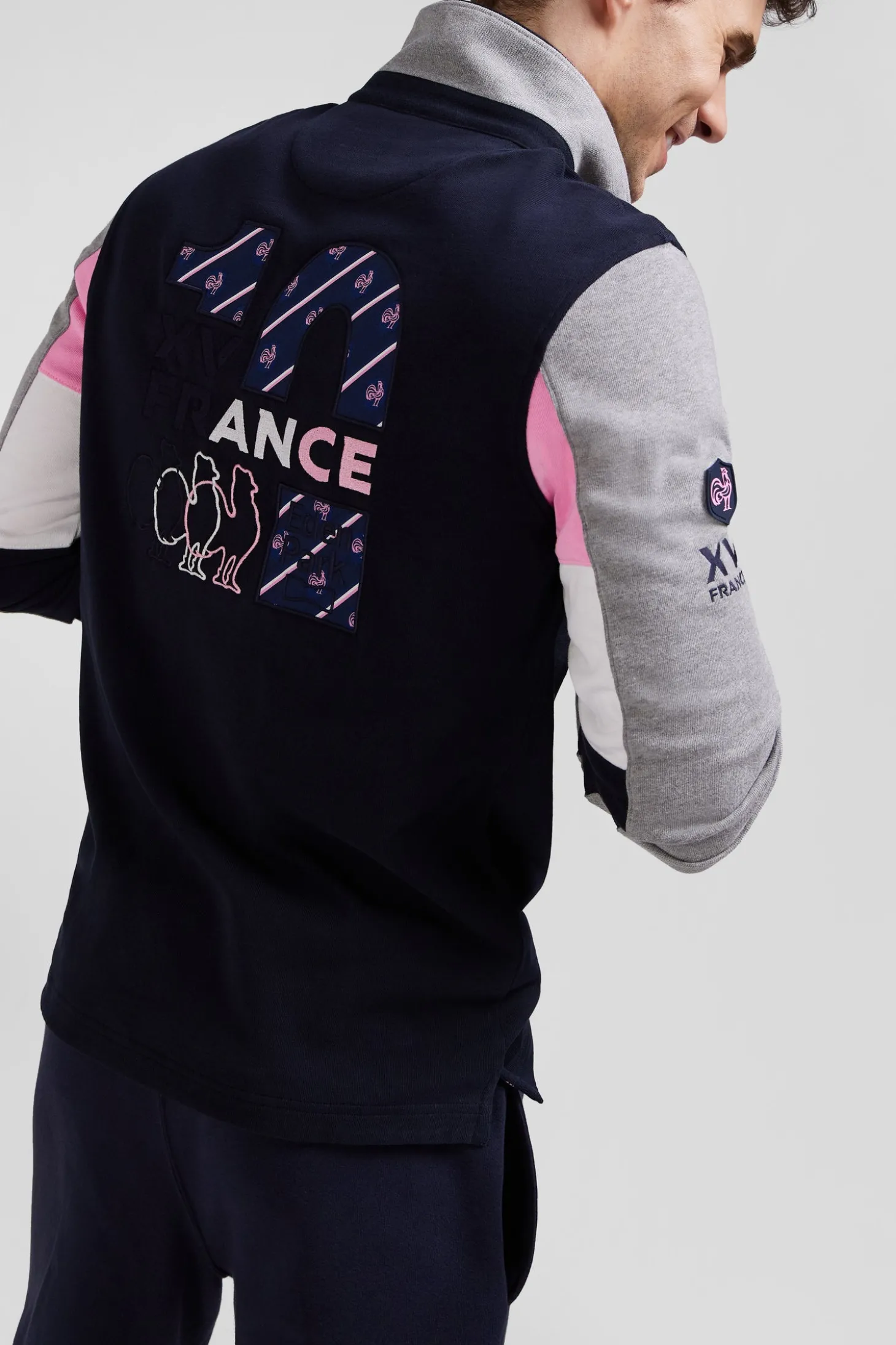 Maillot manches longues XV de France en coton bleu marine coupe Regular