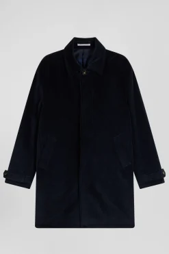 Manteau en coton mélangé à carreaux bleu marine