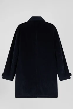 Manteau en coton mélangé à carreaux bleu marine