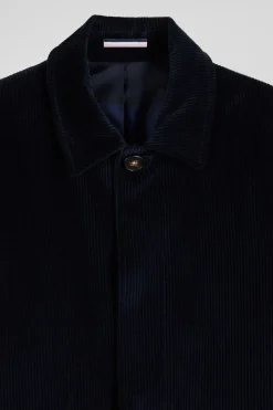 Manteau en coton mélangé à carreaux bleu marine