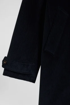 Manteau en coton mélangé à carreaux bleu marine