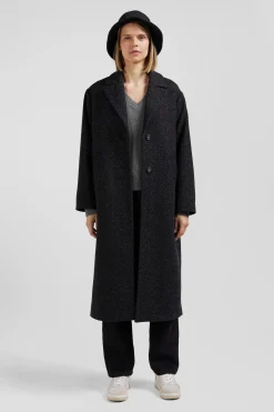 Manteau en drap de laine mélangée gris anthracite coupe Regular