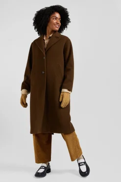 Manteau en drap de laine mélangée marron coupe Oversized