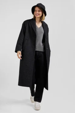 Manteau en drap de laine mélangée gris anthracite coupe Regular