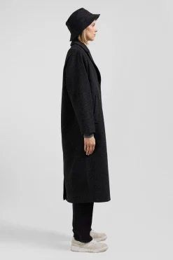 Manteau en drap de laine mélangée gris anthracite coupe Regular