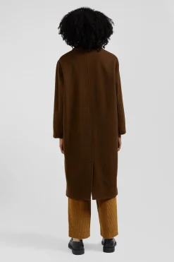 Manteau en drap de laine mélangée marron coupe Oversized