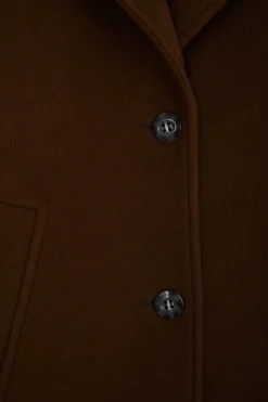 Manteau en drap de laine mélangée marron coupe Oversized