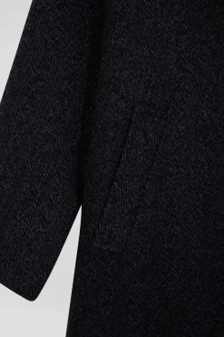 Manteau en drap de laine mélangée gris anthracite coupe Regular