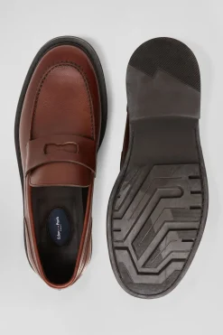 Mocassins en cuir glacé marron