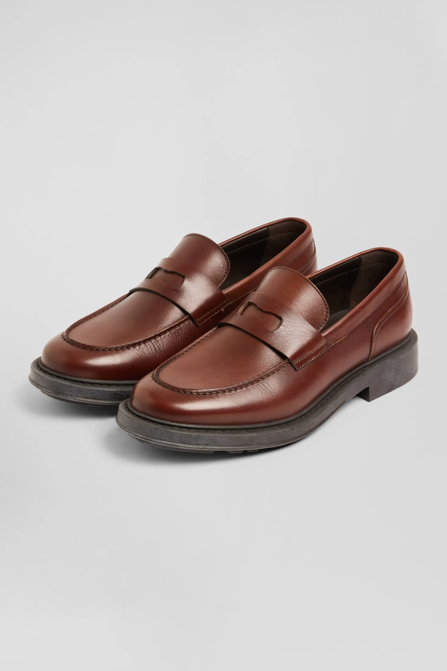 Mocassins en cuir glacé marron