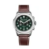 Montre à quartz chronographe en cuir vert