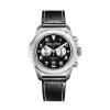 Montre à quartz chronographe en cuir noir