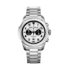 Montre à quartz chronographe en acier argenté
