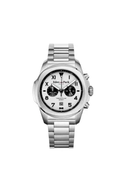 Montre à quartz chronographe en acier argenté
