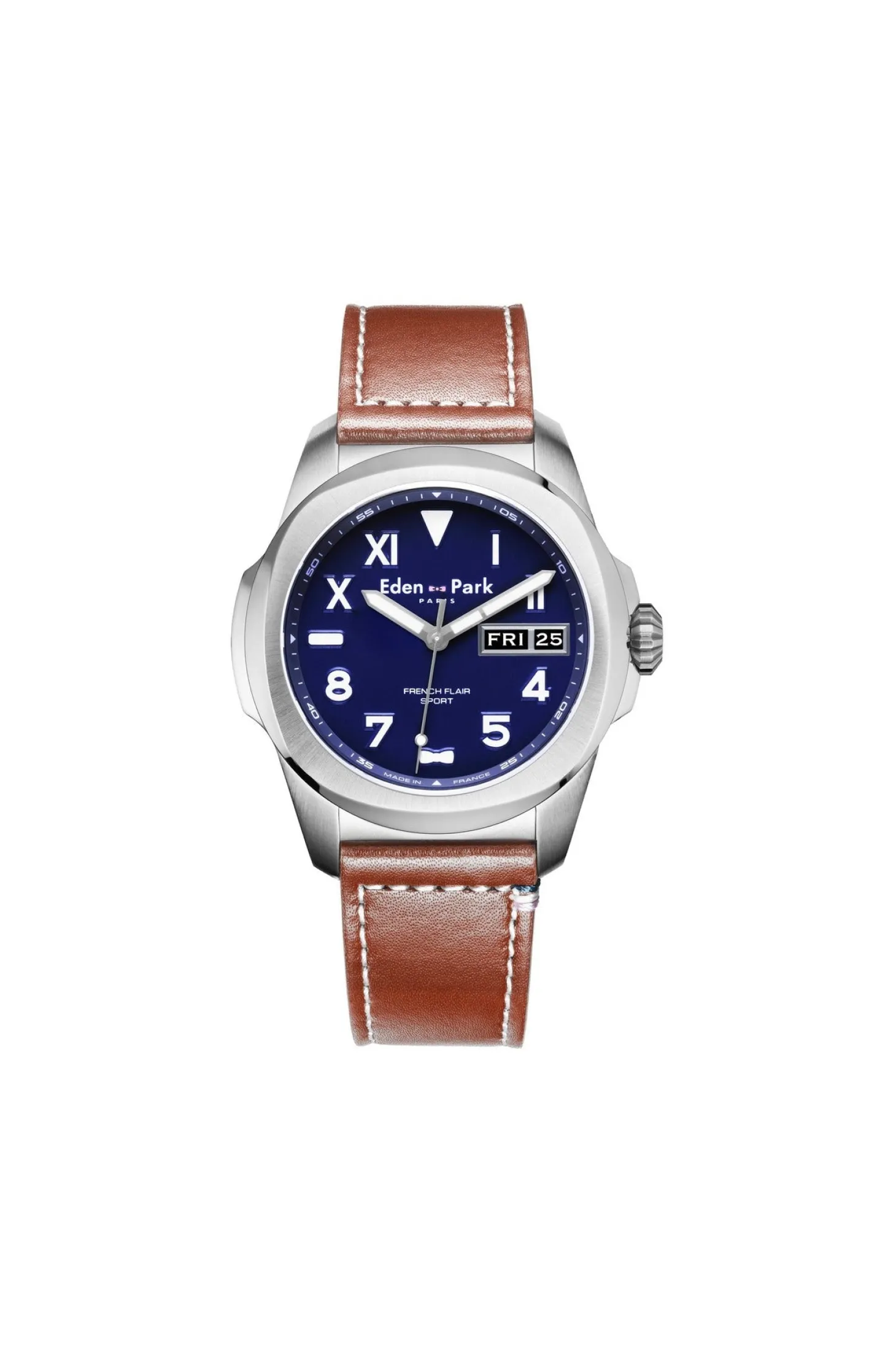 Montre à quartz en cuir marron